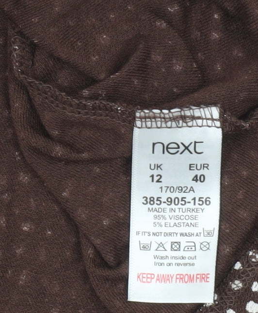 Next Women's Brown Polka Dot Wrap Dress Size 12