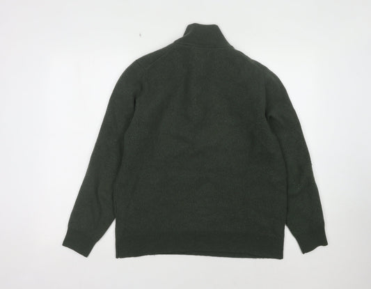 Massimo Dutti Men's Green Wool High Neck Jumper