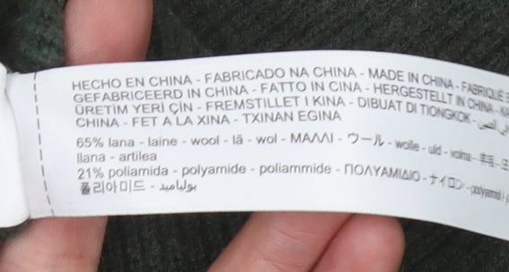 Massimo Dutti Men's Green Wool High Neck Jumper