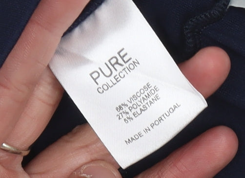 Brand and care label for Pure Collection Women's Blue Mid Rise Leggings, size M