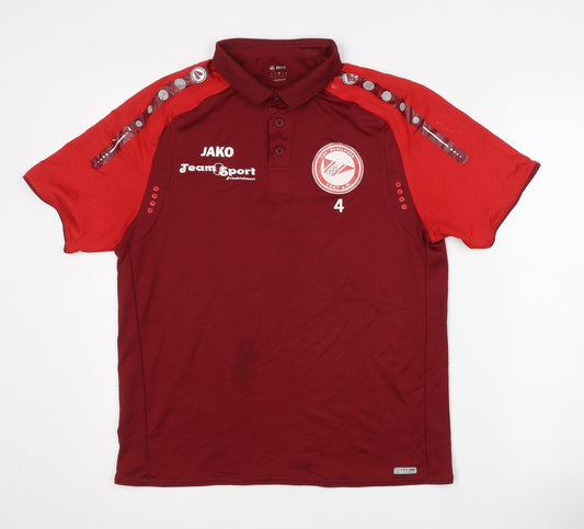 Mens UK Size M JAKO Red Football Polo