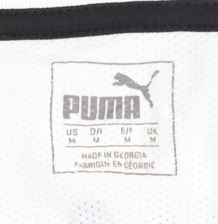 Brand and care label for Puma Men's White Football Jersey M