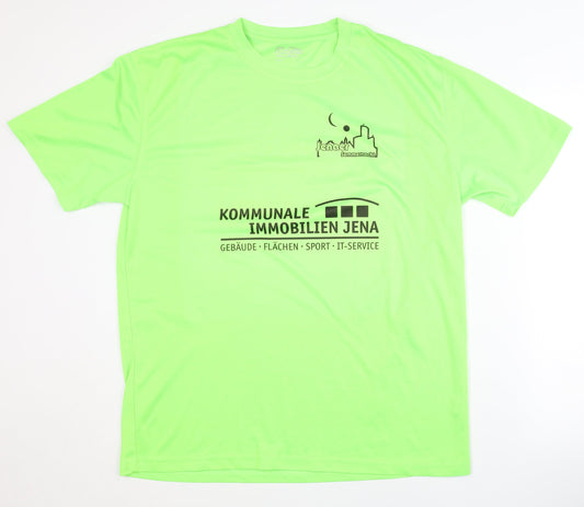 Additional front view of AWDis Men's Green T-Shirt XL, Running, Logo Accent