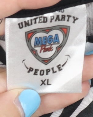 Brand and care label for Mega Park Men's XL Zebra Print T-Shirt