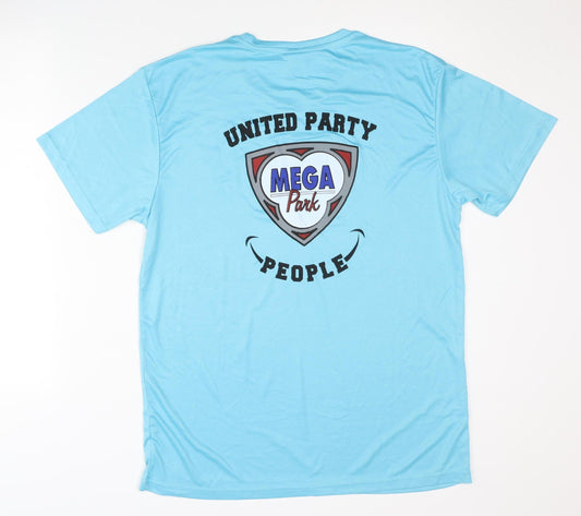 Mega Park Men's Blue XL T-Shirt, Crew Neck, Graphic Print