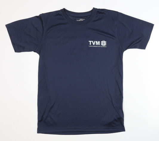 Mens UK Size S James & Nicholson Blue Gym & Training T-Shirt