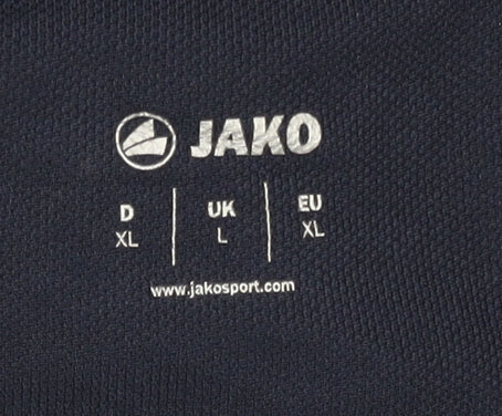 Brand and care label for Jako Men's Blue Polo L Football Jersey