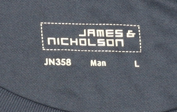 Brand and care label for James & Nicholson Blue Men's Large T-Shirt