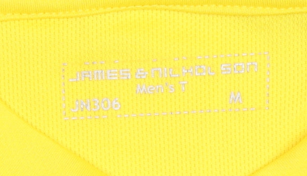 Brand and care label for James & Nicholson Men's Yellow Medium T-Shirt