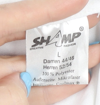 Close-up detail of Shamp Men's White Tank Top XL Athletic Pullover