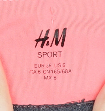 H&M Women's Black Grey Athletic Shorts, Size 8 Gym Quick Dry