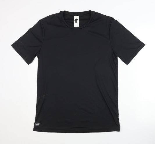 Additional front view of Decathlon Men's Black T-Shirt, size L, Short Sleeve