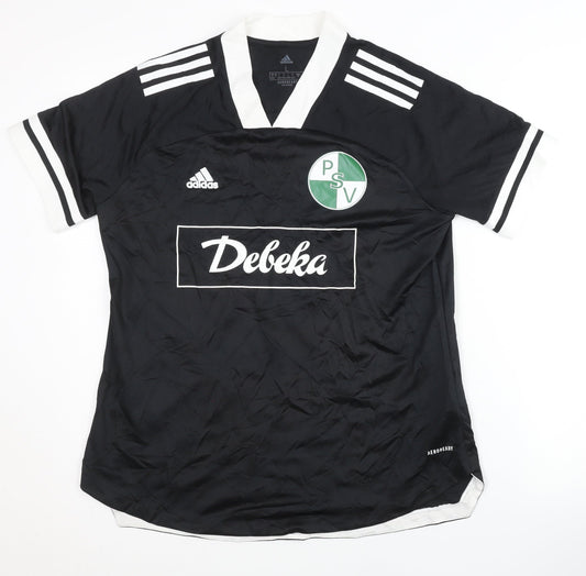 Unisex Adults UK Size L adidas Black Football T-Shirt