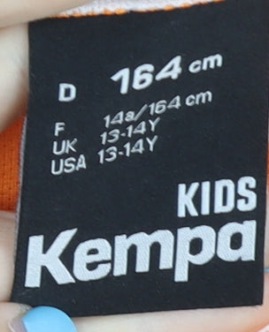 Kempa Boys Orange Football Jersey 13-14Y Short Sleeve