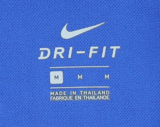 Close-up detail of Nike Men's Blue Polo Jersey Football Top M