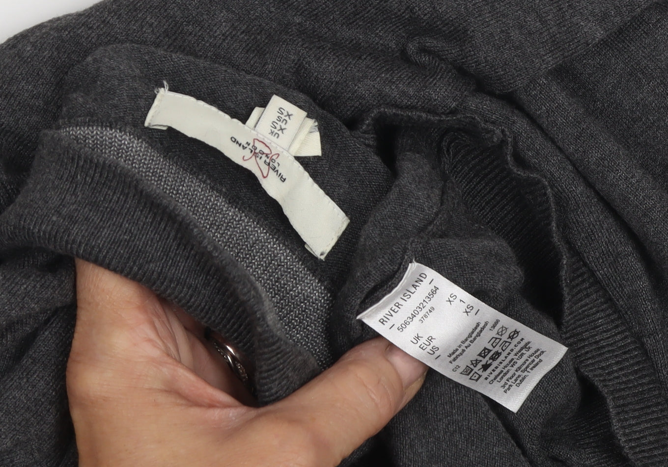 Womens UK Size XS River Island Grey Jumper Jumper