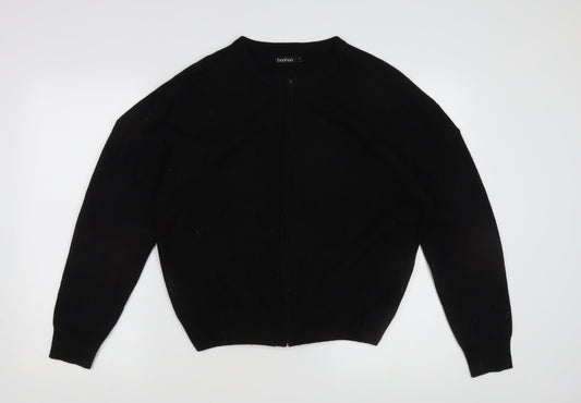 Womens UK Size S Boohoo Black Full Zip Jumper