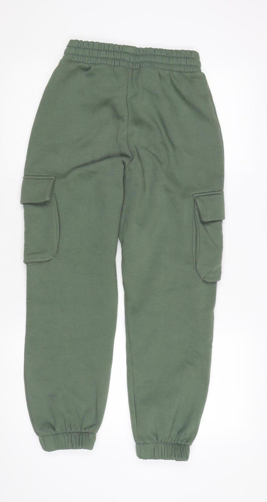Womens UK Size S Zara Regular Fit Cargo Green Trousers