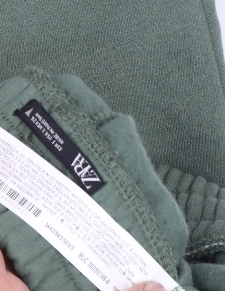 Womens UK Size S Zara Regular Fit Cargo Green Trousers