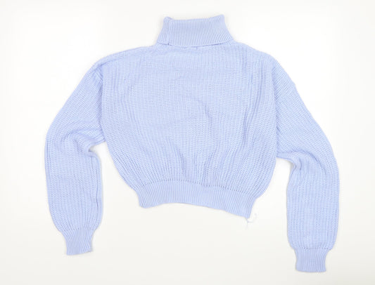 Boohoo Women's Blue Roll Neck Chunky Knit Jumper S