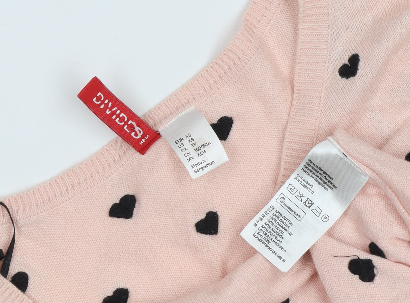 Womens UK Size XS H&M Pink Pullover Jumper