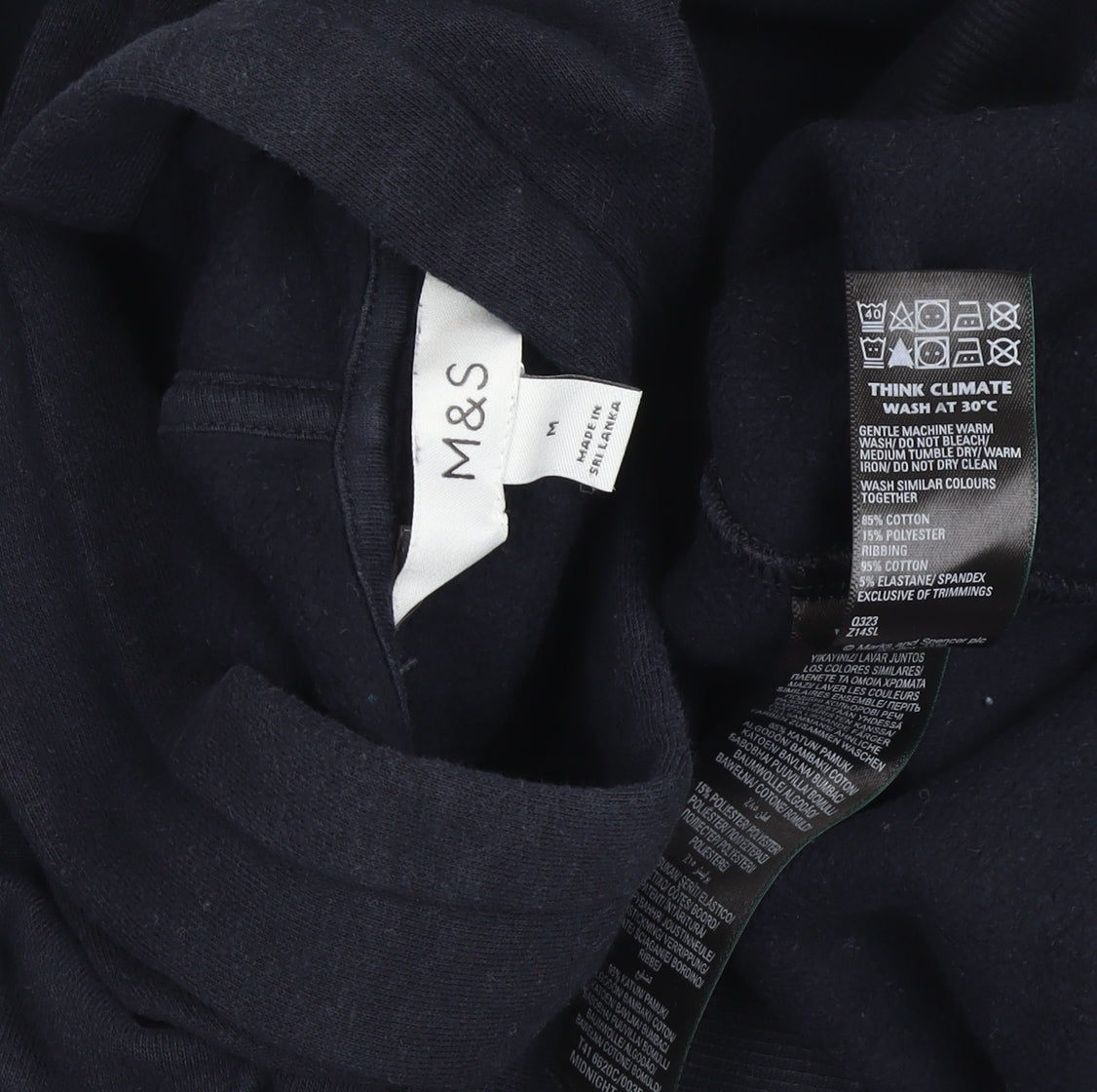 Mens UK Size M Marks and Spencer Black Pullover Hoodie
