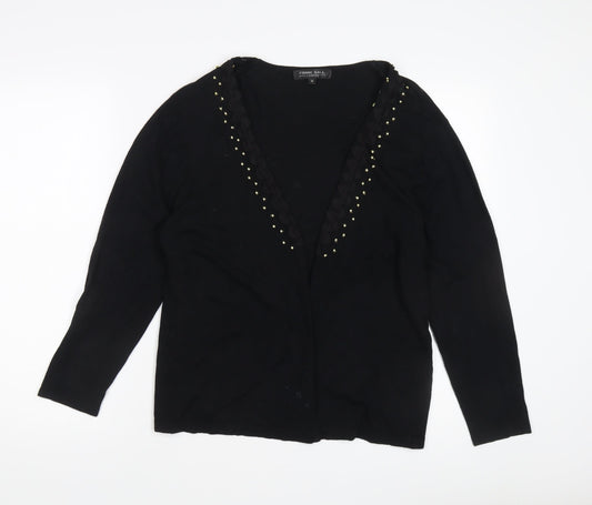 Womens UK Size M Frank Saul Black Cardigan Jumper