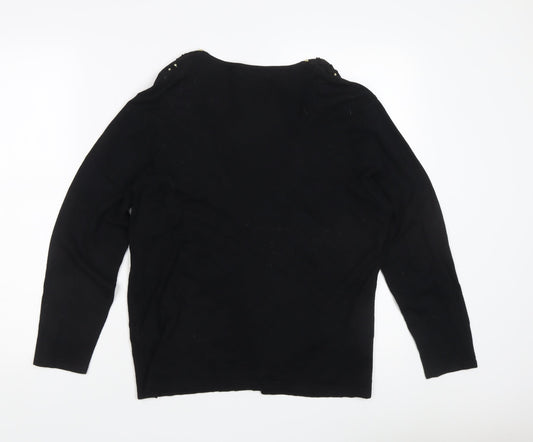 Womens UK Size M Frank Saul Black Cardigan Jumper