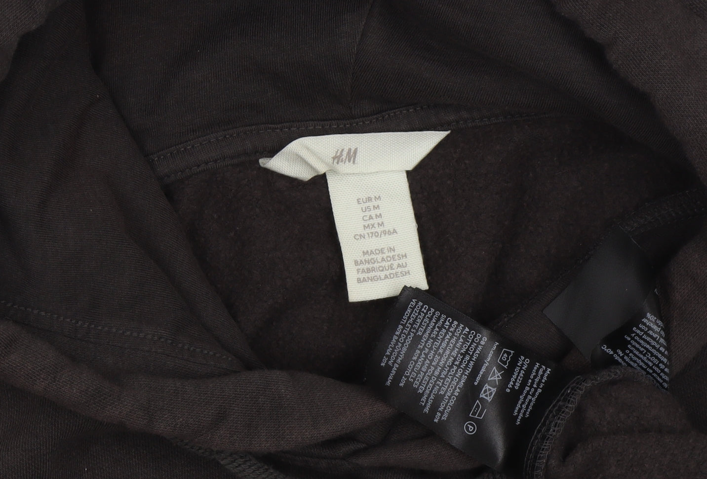 H&M Black Unisex Pullover Hoodie, Size M, All Seasons