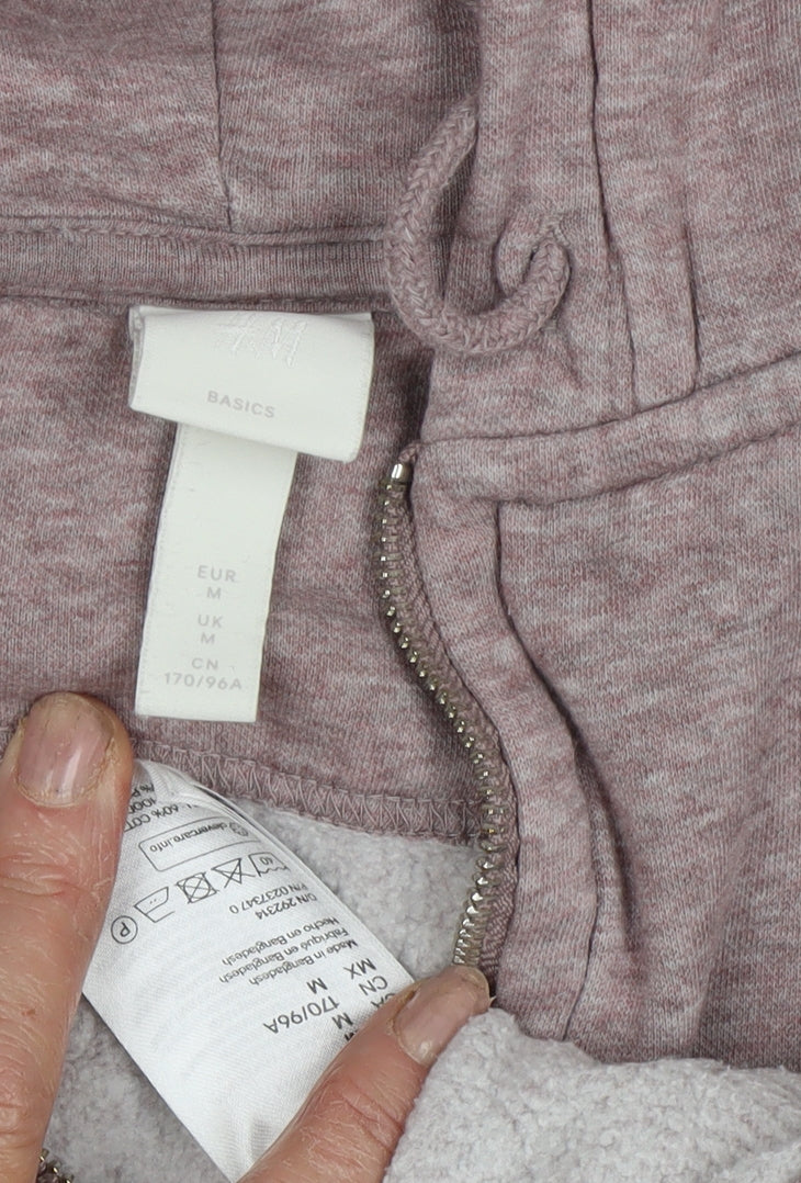 Womens UK Size M H&M Basics Pink Full Zip Hoodie