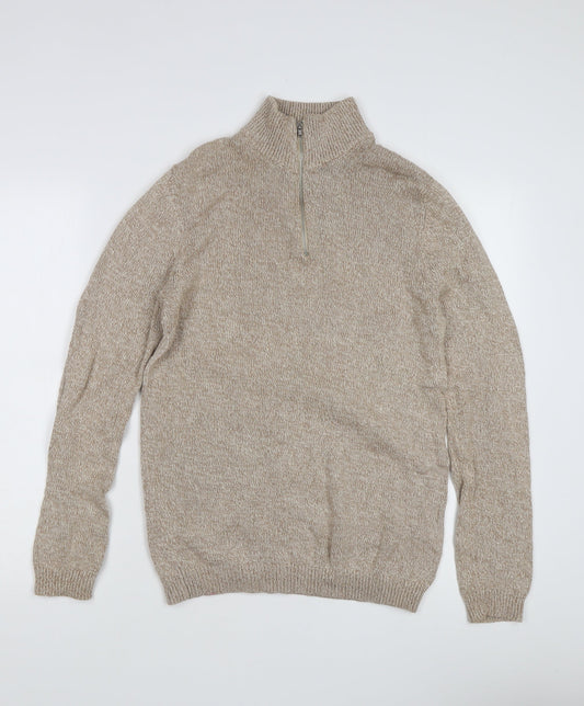 Mens UK Size XS ASOS Design Beige Full Zip Jumper