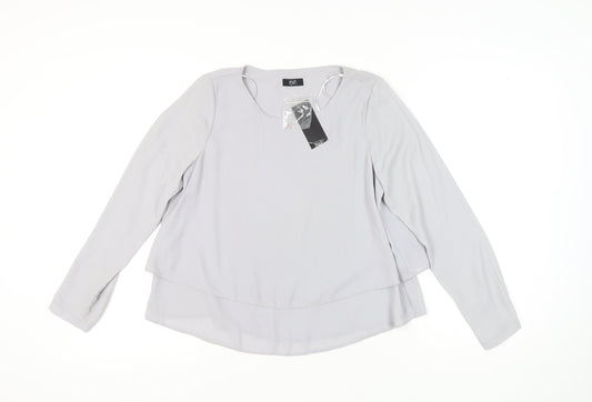 Additional front view of F&F Women's Grey Long Sleeve Blouse, size 10