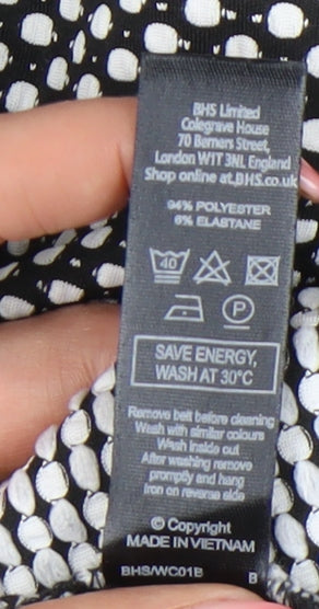 BHS Women's Black Geometric Size 16 Casual Dress