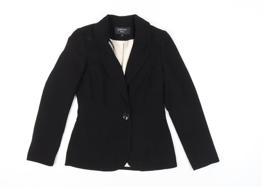 Womens UK Size 8 Papaya Regular Black Blazer