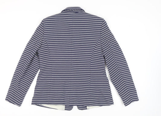 Tu Women's Blue Striped Double-Breasted Blazer