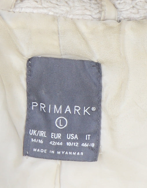 Primark Women's Beige Long Overcoat Size L