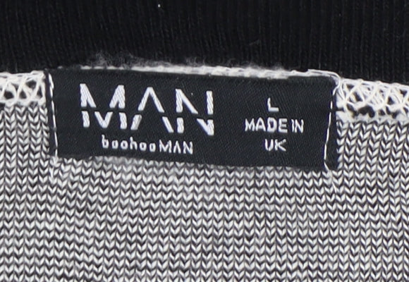 boohooMAN Men's Black L Racing Collared Jumper