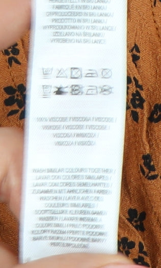 Primark Women Orange Floral Dress Size 10 Long Sleeve