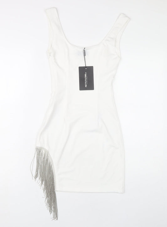 PrettyLittleThing Women's White Bodycon Dress, Size 6