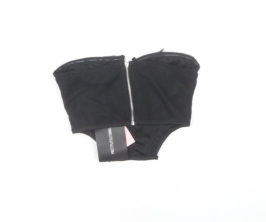 PRETTYLITTLETHING Women's Black Cropped Top Size 6