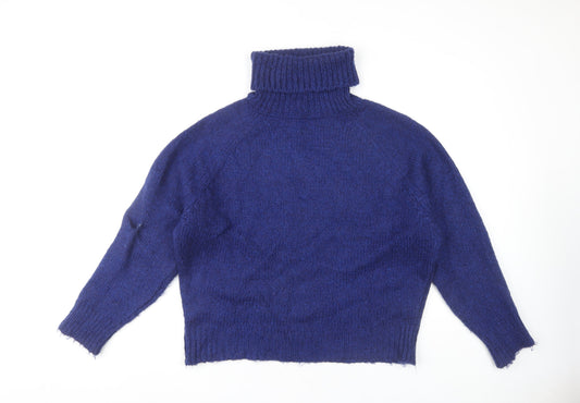 Additional front view of Boohoo Women's Blue M Roll Neck jumper
