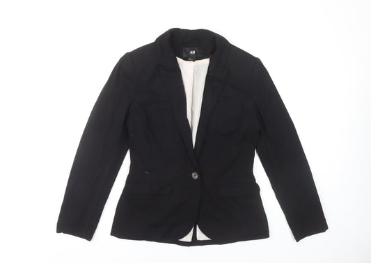 Additional front view of H&M Women’s Black Blazer, size UK 8, Business Fashion