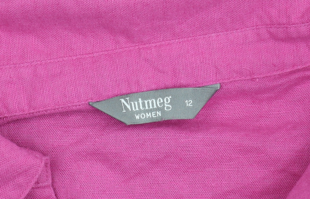 Nutmeg Women's Pink Linen Button-Up Shirt Size 12