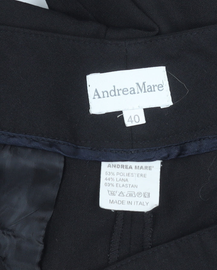 Andrea Mare Women's Black Trousers Size 12 Wool Blend