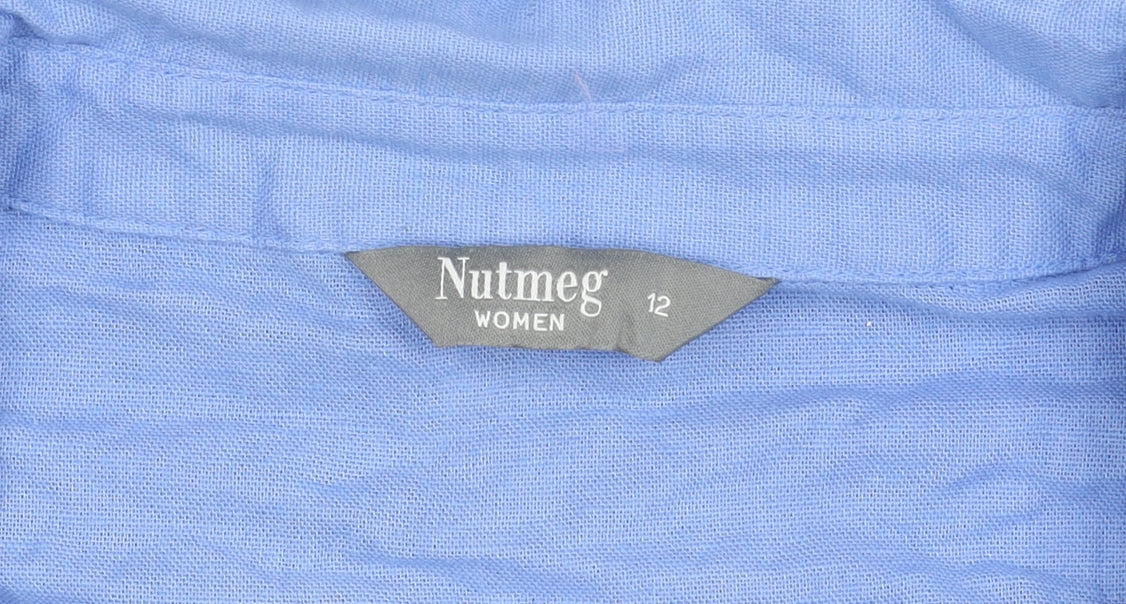 Nutmeg Women's Blue Collared Button-Up Shirt Size 12