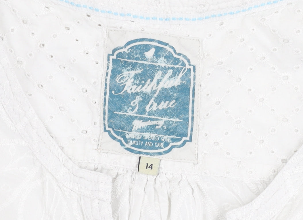 Womens UK Size 14 Faithful & True White Blouse