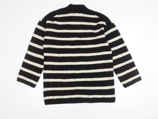 H&M Women's Black XS Striped Mock Neck Jumper