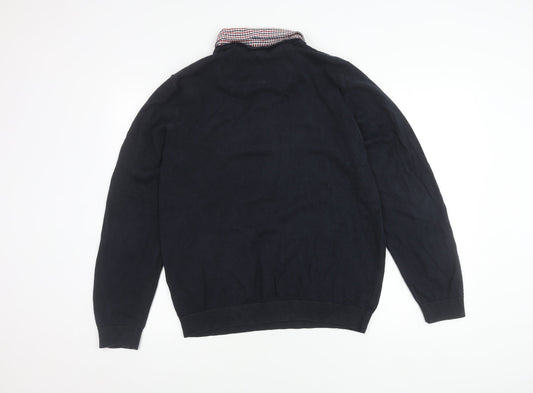 Marks and Spencer Men's Black V-Neck Jumper L