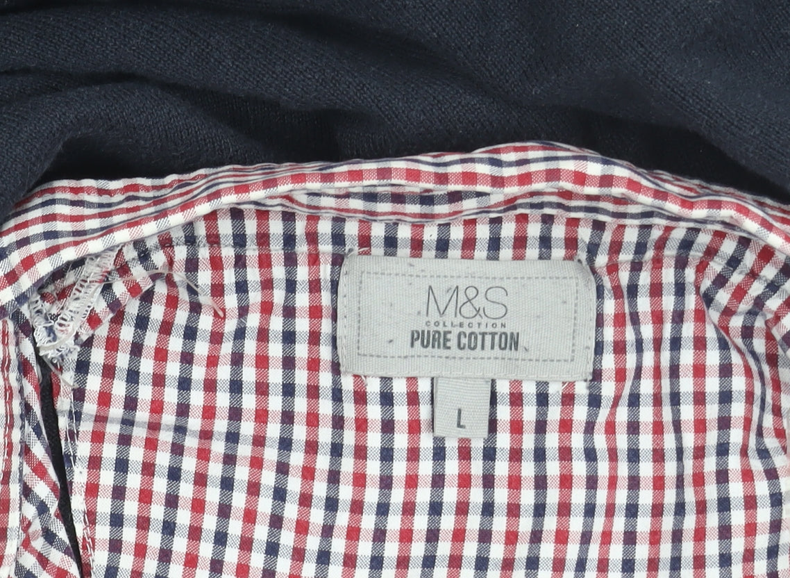 Marks and Spencer Men's Black V-Neck Jumper L