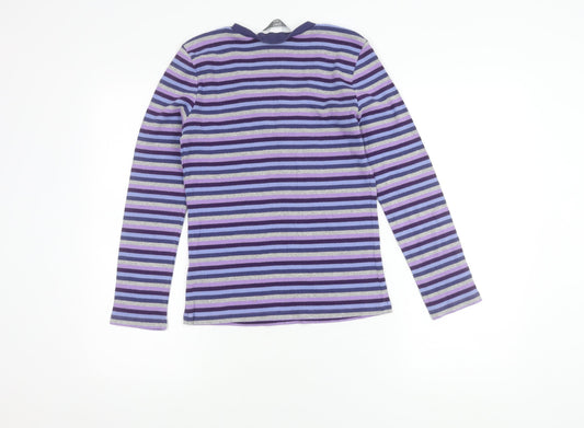 M&Co Women's Multicoloured Striped V-Neck T-Shirt L